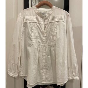 Joie White Button-Down Pintuck Blouse - Size S